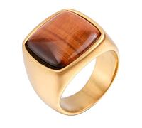 OAKKY personalità retrò Solido Cupola Stile Piazza Marrone Pietra Preziosa Biker Anelli Uomo Acciaio Inossidabile Fede Nuziale Oro Taglia 32