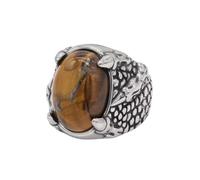 OAKKY Personalità Scheletro Dominante Artiglio di Drago Rotondo Gemma Gotico Punk Pietra Texture Anello da Motociclista Unisex Acciaio Inossidabile Argento Marrone Taglia 19