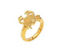 OAKKY Personalità Unico Carino Naturale Animale Piccoli Granchi Cancro Zodiacale Anello con Sigillo Donna Acciaio Inossidabile Fede Nuziale Taglia 17