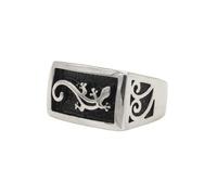 OAKKY Personalità Vintage Gotico Quadrato Tribale Animale Lucertola Geco Amuleto Biker Anello Uomo in Acciaio Inox Banda di Dichiarazione Argento Taglia 17