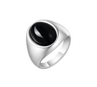 OAKKY Prepotente Classico Punk Ovale Pietra Preziosa Anello con Sigillo da Uomo in Acciaio Inox Leggero Vestibilità Comoda Banda di Dichiarazione Nero Taglia 17