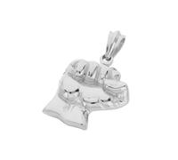 OAKKY Prepotente Hip Hop Cool Mani del Teschio Gotico Pugno Chiuso Boxe Power Biker Pendente Collana Uomo in Acciaio Inox Argento con Catena