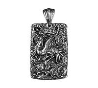 OAKKY retrò Fenice Dio Uccello Fortunato Amuletoo Collana Unisex Acciaio Inossidabile Punk Biker Mitologia Bestia Regina Reale Argento Nessuna Catena