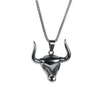 OAKKY retrò Gothic Biker Toro Testa Collane Uomo Acciaio Inossidabile Hip Hop Bestiame Toro Costellazione Corna Tribale Argento No Catena