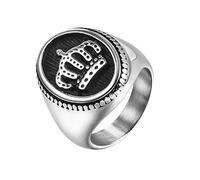 OAKKY retrò Il Giro Gothic Re Corona Segnalibro Cavaliere Anelli Uomo Donna Acciaio Inossidabile Europeo Stile Rock Punk Argento Taglia 19