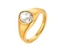 OAKKY Semplice Classico Elegante Geometrico Ovale Taglio Cristallo Impilabile Anello da Uomo in Acciaio Inox Set Coordinato Fede Nuziale Bianco Taglia 17