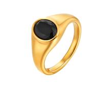 OAKKY Semplice Classico Elegante Geometrico Ovale Taglio Cristallo Impilabile Anello da Uomo in Acciaio Inox Set Coordinato Fede Nuziale Nero Taglia 14