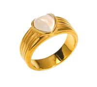 OAKKY Simple Striped Exquisite Vintage Elegant Anelli a Forma di Cuore con Gemme Anello da Matrimonio per Donne Acciaio Inossidabile Oro Bianco Taglia 22