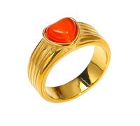 OAKKY Simple Striped Exquisite Vintage Elegant Anelli a Forma di Cuore con Gemme Anello da Matrimonio per Donne Acciaio Inossidabile Oro Rosso Taglia 14