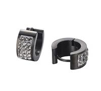 OAKKY Unico Quadrato Cool Colorato Cristallo Foderato Piccolo Huggie Hoop Orecchini a Forma di C per Uomini Donne Orecchio Orecchini Piercing in Acciaio Inox Grigio Nero