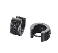 OAKKY Unico Quadrato Cool Colorato Cristallo Foderato Piccolo Huggie Hoop Orecchini a Forma di C per Uomini Donne Orecchio Orecchini Piercing in Acciaio Inox Nero Nero