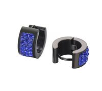OAKKY Unico Quadrato Cool Colorato Cristallo Foderato Piccolo Huggie Hoop Orecchini a Forma di C per Uomini Donne Orecchio Orecchini Piercing in Acciaio Inox Blu Nero