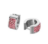 OAKKY Unico Quadrato Cool Colorato Cristallo Foderato Piccolo Huggie Hoop Orecchini a Forma di C per Uomini Donne Orecchio Orecchini Piercing in Acciaio Inox Rosa Argento