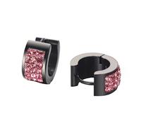 OAKKY Unico Quadrato Cool Colorato Cristallo Foderato Piccolo Huggie Hoop Orecchini a Forma di C per Uomini Donne Orecchio Orecchini Piercing in Acciaio Inox Rosa Nero