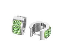 OAKKY Unico Quadrato Cool Colorato Cristallo Foderato Piccolo Huggie Hoop Orecchini a Forma di C per Uomini Donne Orecchio Orecchini Piercing in Acciaio Inox Verde Argento