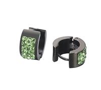 OAKKY Unico Quadrato Cool Colorato Cristallo Foderato Piccolo Huggie Hoop Orecchini a Forma di C per Uomini Donne Orecchio Orecchini Piercing in Acciaio Inox Verde Nero