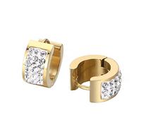 OAKKY Unico Quadrato Cool Colorato Cristallo Foderato Piccolo Huggie Hoop Orecchini a Forma di C per Uomini Donne Orecchio Orecchini Piercing in Acciaio Inox Bianco Oro