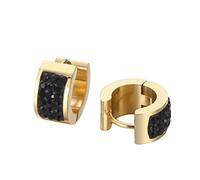 OAKKY Unico Quadrato Cool Colorato Cristallo Foderato Piccolo Huggie Hoop Orecchini a Forma di C per Uomini Donne Orecchio Orecchini Piercing in Acciaio Inox Nero Oro