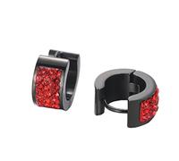 OAKKY Unico Quadrato Cool Colorato Cristallo Foderato Piccolo Huggie Hoop Orecchini a Forma di C per Uomini Donne Orecchio Orecchini Piercing in Acciaio Inox Rosso Nero