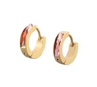 OAKKY Unico Semplice Hip Hop Sottile Cool Colorato Cristallo Piccolo Huggie Cerchio a Forma di C Coppia Orecchino Unisex in Acciaio Inox Orecchio Perno Gancio Clip Rosa Chiaro Oro