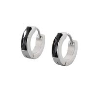 OAKKY Unico Semplice Hip Hop Sottile Cool Colorato Cristallo Piccolo Huggie Cerchio a Forma di C Coppia Orecchino Unisex in Acciaio Inox Orecchio Perno Gancio Clip Nero Argento