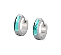OAKKY Unico Semplice Hip Hop Sottile Cool Colorato Cristallo Piccolo Huggie Cerchio a Forma di C Coppia Orecchino Unisex in Acciaio Inox Orecchio Perno Gancio Clip Verde Argento