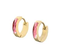 OAKKY Unico Semplice Hip Hop Sottile Cool Colorato Cristallo Piccolo Huggie Cerchio a Forma di C Coppia Orecchino Unisex in Acciaio Inox Orecchio Perno Gancio Clip Rosa Oro