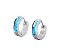 OAKKY Unico Semplice Hip Hop Sottile Cool Colorato Cristallo Piccolo Huggie Cerchio a Forma di C Coppia Orecchino Unisex in Acciaio Inox Orecchio Perno Gancio Clip Blu Argento
