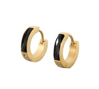 OAKKY Unico Semplice Hip Hop Sottile Cool Colorato Cristallo Piccolo Huggie Cerchio a Forma di C Coppia Orecchino Unisex in Acciaio Inox Orecchio Perno Gancio Clip Nero Oro
