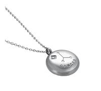 OAKKY Unisex in Acciaio Inox Hip Hop 12 Costellazioni Zodiacale Segno Zodiacale con Ciondolo di Cristallo Rotondo Astrologia Oroscopo Collana Argento Cancro