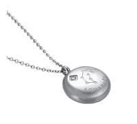 OAKKY Unisex in Acciaio Inox Hip Hop 12 Costellazioni Zodiacale Segno Zodiacale con Ciondolo di Cristallo Rotondo Astrologia Oroscopo Collana Argento Acquario