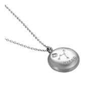 OAKKY Unisex in Acciaio Inox Hip Hop 12 Costellazioni Zodiacale Segno Zodiacale con Ciondolo di Cristallo Rotondo Astrologia Oroscopo Collana Argento Vergine