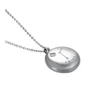OAKKY Unisex in Acciaio Inox Hip Hop 12 Costellazioni Zodiacale Segno Zodiacale con Ciondolo di Cristallo Rotondo Astrologia Oroscopo Collana Argento Ariete