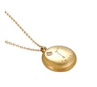 OAKKY Unisex in Acciaio Inox Hip Hop 12 Costellazioni Zodiacale Segno Zodiacale con Ciondolo di Cristallo Rotondo Astrologia Oroscopo Collana Oro Ariete