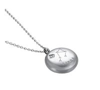 OAKKY Unisex in Acciaio Inox Hip Hop 12 Costellazioni Zodiacale Segno Zodiacale con Ciondolo di Cristallo Rotondo Astrologia Oroscopo Collana Argento Bilancia