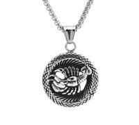 OAKKY Unisex in Acciaio Inox Vintage Cool Hip Hop Cava 12 Costellazioni Zodiaco Rotondo Ciondolo Targhetta per Cane Fascino Animale Oroscopo Amuleto Collana Cancro