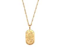 OAKKY Unisex in Acciaio Inox Vintage Semplice Unico 12 Costellazioni Segno Zodiacale Zirconi Intarsio Ciondolo Oroscopo Astrologia Collana Acqua Onda Catena Sagittario