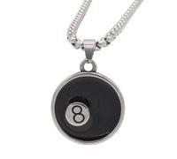 OAKKY Uomini Donne Acciaio Inossidabile Cool Retro Hip Hop Rock Biliardo Numero 8 Palla Sigillo Fortunato Gottico Pendente Collana