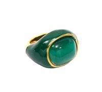 OAKKY Uomini Donne Acciaio Inossidabile Personalità Vintage Senza Tempo Multicolore Spessa Anello con Pietra Gioiello Sintetico Pietra Occhio di Gatto Verde Taglia 19