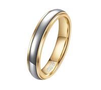 OAKKY Uomo Acciaio al Tungsteno 4MM Matrimonio a Cupola Piana con Superficie Bombata Bilaterale Alla Moda Anello in Stile Europeo e Americano Oro Taglia 25