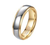 OAKKY Uomo Acciaio al Tungsteno 6MM Matrimonio a Cupola Piana con Superficie Bombata Bilaterale Alla Moda Anello in Stile Europeo e Americano Oro Taglia 22