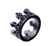 OAKKY Uomo Annata Re Reale Corona Anello Acciaio Inossidabile Nero Argento Oro Croce Band Multicolor