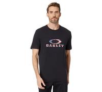 Oakley Camicia a Maniche Corte da Uomo O Bark 2.0, Nero/Bandiera Americana, M