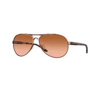 Oakley Donna OO4079 FEEDBACK 407901 Occhiali da sole Metallo Oro Marrone Rotonda Normale Sfumata