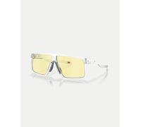 Oakley - Helux Gaming Collection - Occhiali da sole rettangolari bianco trasparente opaco con lenti a specchio gialle M