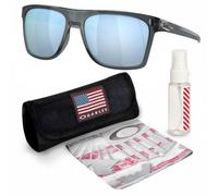 Oakley LEFFINGWELL OO9100 - Occhiali da sole rettangolari con kit ufficiale, Montatura Crystal Black | Prizm Lente Polarizzata Acqua Profonda, 57 mm