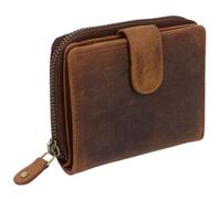 Oakridge Leather Portafoglio da donna con cerniera, Pelle marrone cacciatore, Casual