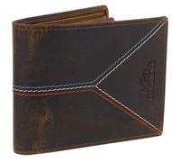 Oakridge Leather Portafoglio da uomo bi-Fold con cuciture multicolore, Pelle marrone cacciatore, Contemporaneo