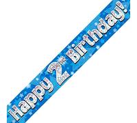 Oaktree Ltd Banner Happy 2nd Birthday, Lamina, Blu, 270 x 12 x 0.1 cm