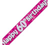 Oaktree Ltd Banner Happy 60th Birthday, Lamina, Rosa, 270 x 12 x 0.1 cm